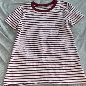 Maroon $ white striped shirt